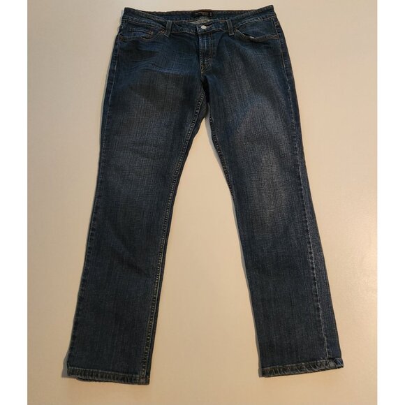 Levis 524 Too Superlow Jeans Stretch Blue Dark Wash Womens 15 Medium EUC - Picture 4 of 12